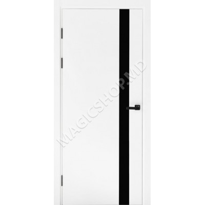 Межкомнатная дверь FLAT Z1 (90x200 mm) Белая эмаль, черный лакобель